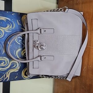 Michael Kors Large Hamilton Micro-studded Leather Tote Gray